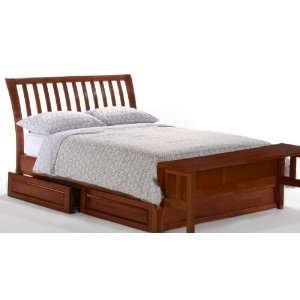   Bed w/ Cherry Finish + 2 Drawer Set & Footboard Bench