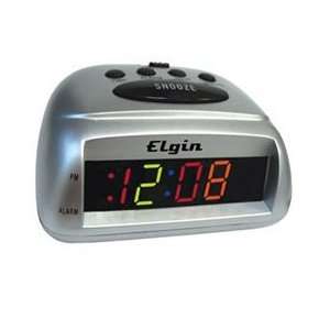  New Elgin Multicolor LED Silver Bedside Alarm Clock Electronics