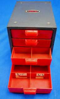   Old Metal Industrial Dunlap 4 Drawer Tool Parts Bin Cabinet Box Case A
