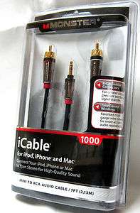 Monster Cable iCable 1000 Stereo RCA Cables for iPod, iPhone &    7 