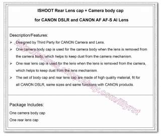 Camera body+Rear Lens Cover cap for Canon 450D/400D/30D  