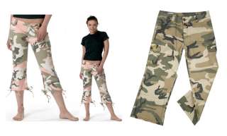 Womens Military Vintage Camouflage Capri Camo Pants  