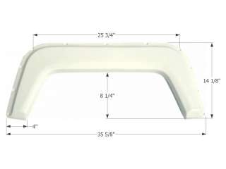35.75 x 14.5   Single axle fender skirt. Constructed of durable high 
