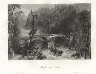 Bridge Montmorency River Quebec CANADIAN SCENERY 1840  