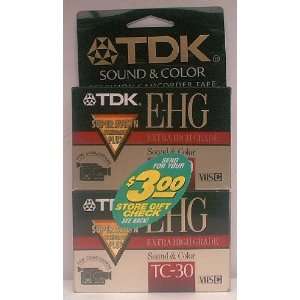  TDK E HG Sound & Color TC 30 VHS C Tape (2 Pack)