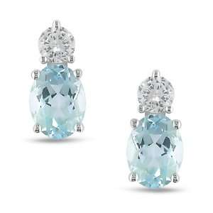   Sky Blue Topaz and Created White Sapphire Ear Pin Earrings Jewelry