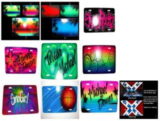 Airbrushed license plate car tag custom airbrush palms  