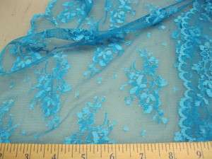 Fabric Organza Mesh Lace Caribbean Blue Floral OR28  