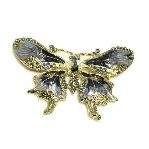   Rhinestone Color Enamel Butterfly Gold Plated Brooch Pin Jewelry