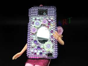 3D PURPLE BLING RHINESTONE PHONE CASE COVER FOR SAMSUNG GALAXY S2 SII 