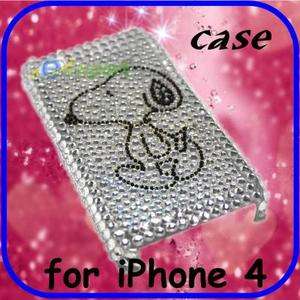 Bling Rhinestone Snoopy cover Hard case for iphone4 4G  