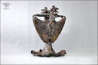 OLD ART NOUVEAU BRONZE WOMEN FIGURAL CENTERPIECE  