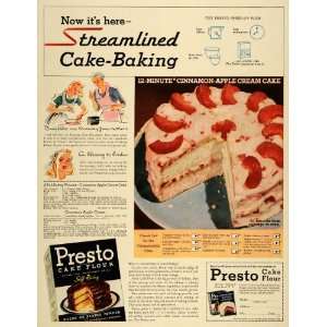  1940 Ad Presto Cake Flour Cinnamon Apple Cream Recipe 