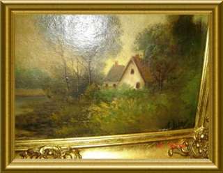 ANTIQUE Circa 1850 FRENCH SIGNED PLEHE COUNTRY SIDE LANDSCAPE Oil 