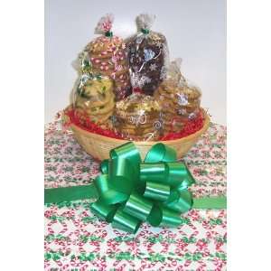   Chocolate Lovers Cookie Basket with no Handle Candy Cane Wrapping