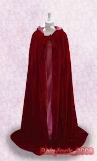Renaissance MEDIEVAL Red Cape Hooded Cloak Shawl LARP  