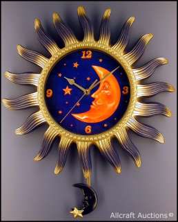 CELESTIAL SUN MOON STARS Wall Clock Clocks Pendulum  
