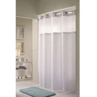 New Focus Electrics Hookless White Premium Shower Curtain w/Fabric 