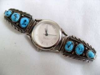 STERLING SILVER Turquoise WATCH band & kokopelli wristwatch