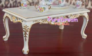 Barbie Furniture Wooden Coffee Table Gold side printed Handmade 