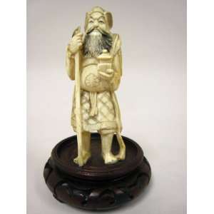 Carved Ivory Okimono Bishamon (God of Power)