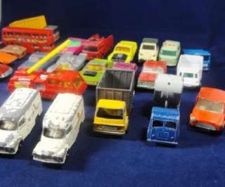 Lot of 25 Vintage Diecast Toy Cars Lesney Matchbox Superfast Corgi Hot 