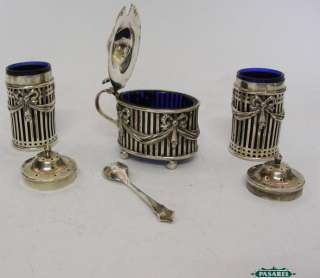 Victorian Sterling Silver 3pcs Condiments Set William Hutton London 