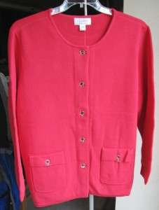 CJ Banks Red Hardware Thick, Cotton Knit Jacket  