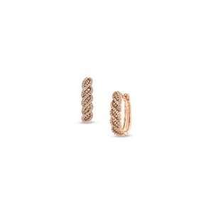 ZALES Champagne and White Diamond Swirl Hoop Earrings in 10K Rose Gold 