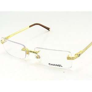   Chanel 2076 B 2076B 125 Swarovski Crystal Temple Gold Frame Eyeglasses