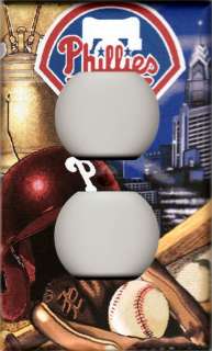Philadelphia Phillies Single Outlet Plate Cover   helmet & glove