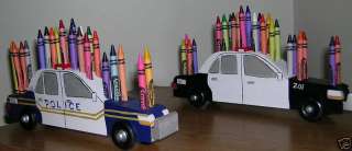 POLICE CAR, CRAYON HOLDERS, FREE CRAYONS, 4 ADULTS ALSO  