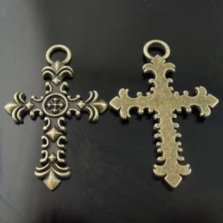 Atq bronze look fleur de lis cross jewelry pendant 5pcs  