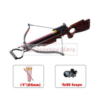 150lbs Wizard Wood Hunting Crossbow with 2 Arrows+Scope  