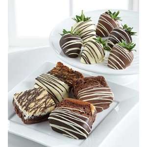   Hand Dipped Belgian Chocolate Covered Strawberries & Brownie Combo