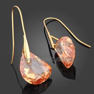 18k Gold Gp swarovski crystal drop earrings 666  