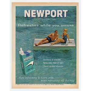  1963 Newport Menthol Cigarette Couple on Raft Print Ad 