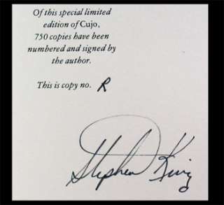STEPHEN KING   Cujo   SIGNED LETTERED EDITION, LIMITED  
