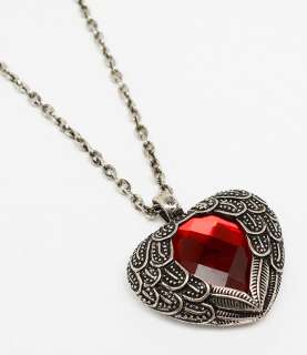   crystal heart pendant necklace puffy Valentines day jewelry  