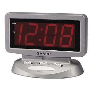  Sharp(R) Jumbo Red LED Alarm Clock, Silver