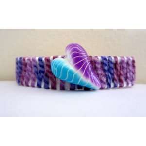  Purple Aqua Heart Fabric Bracelet Jewelry
