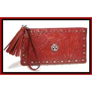 Womens Red Leather Heart Wristlet Clutch Purse   Valentines Day Gift 