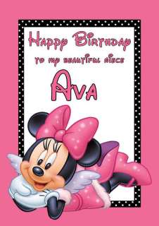Personalised MINNIE MOUSE birthday Card daughter/niece/sister 1 2 3 4 