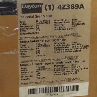 DAYTON GEARMOTOR AC 4Z389 A 1/3 HP RATIO 6.1 TO 1◢◤  