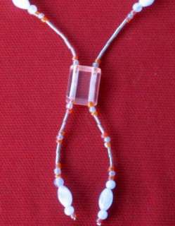 Handmade Deaf Orange White Bead Necklace Colombia South America 