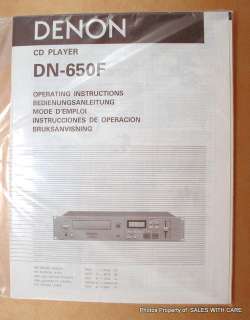 DENON DN 650F Pro CD Player Operating Manual  FREE SHIP  