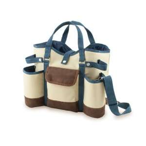  Picnic Time Wine Country Tote Tan and Blue Trim 