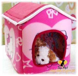 Pink HELLOKITTY Foldable Dog Bed Roof House Kennel NEW  