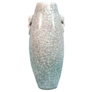  White crackle cylinder vase   porcelain