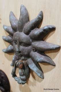 Iron verdigris sun horse head door knocker handmade  
